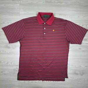 House of Carrington Men's Polo Shirt Legend Striped Red Large Pima Cotton